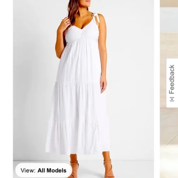 Express Dresses & Skirts - Express White Tie shoulder Tier Maxi Dress in Size Small